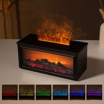 Retro fireplace silent aroma diffuser 3D simulated fireplace flame humidifier for home desktop