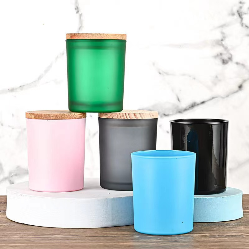 Black transparent with wooden cover scented candle glass cup clear frosted decoration for scented candle (4).jpg