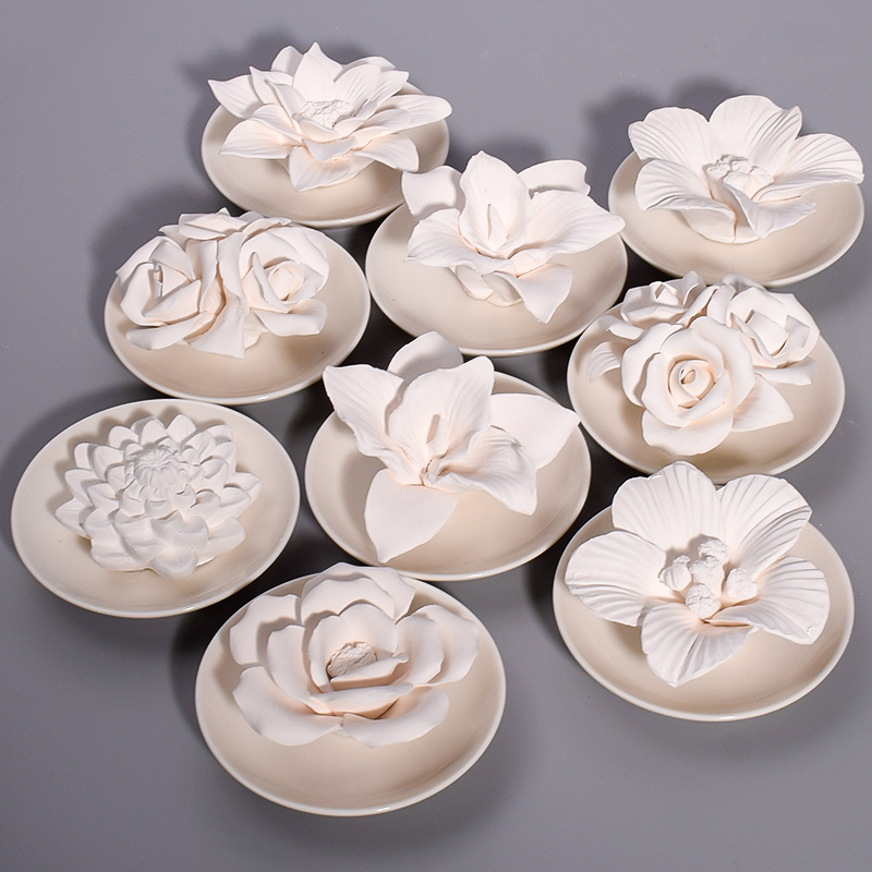 Handmade ceramic flowers custom fragrance diffuser flower plaster set  (3).jpg