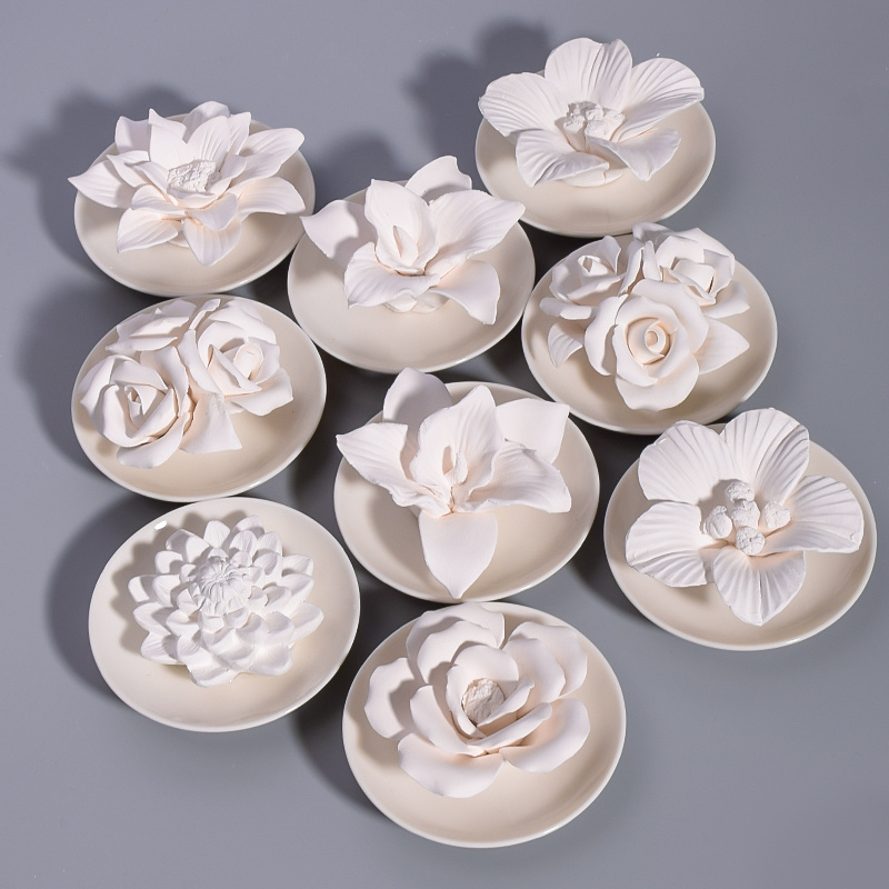 Handmade ceramic flowers custom fragrance diffuser flower plaster set  (2).jpg